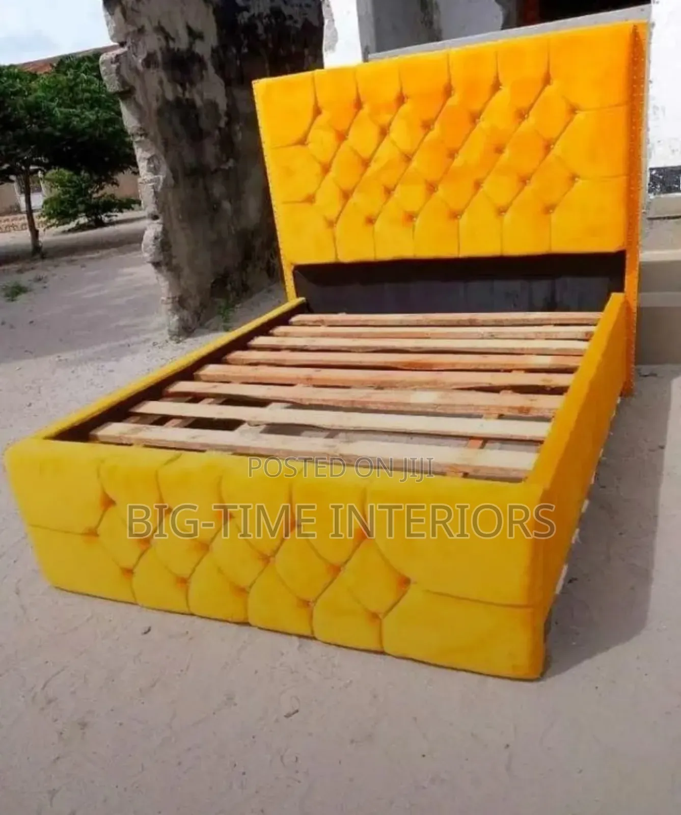 Mustard Yellow Fabric Designer's Bed 5x6ft