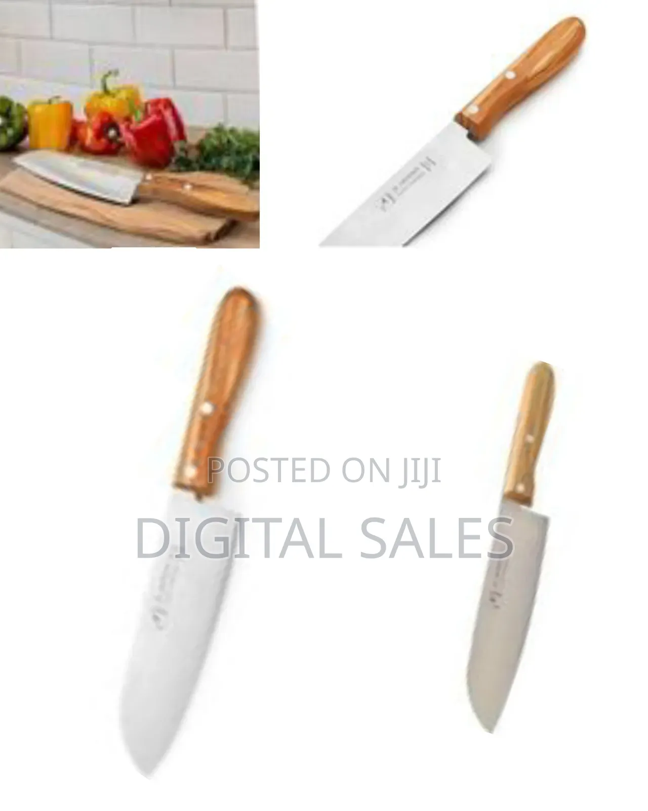 Premium Santoku Knife With Natural Wood Handle
