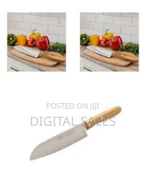 Premium Santoku Knife With Natural Wood Handle
