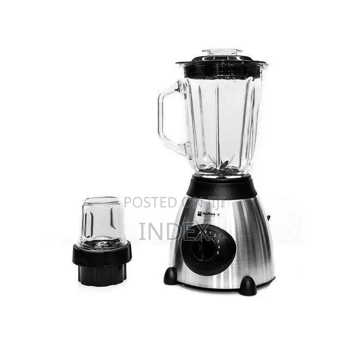 Hoffmans 1.5l Juice Blender 2 In 1 Glass With Mill Grater - Silver