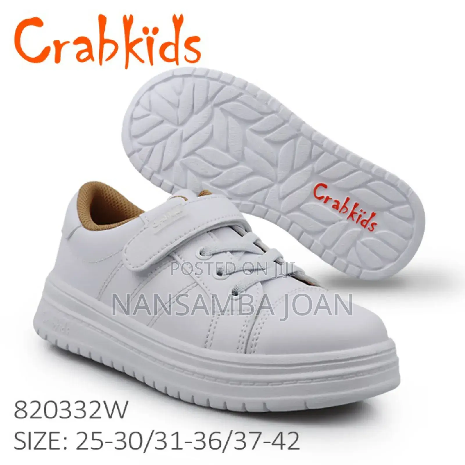 Back to Shoes Durable Crab Kid Sneakers -White