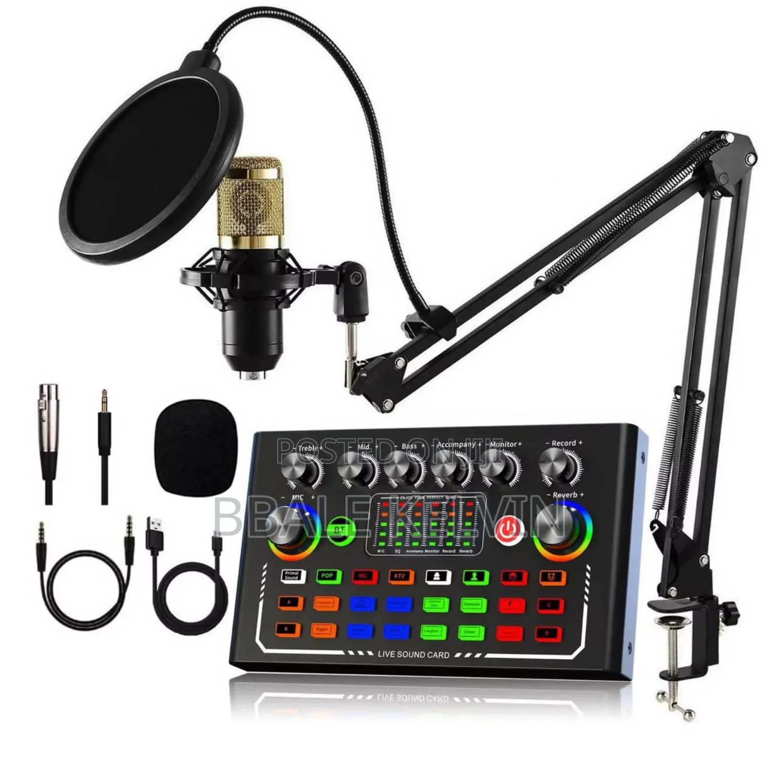 F009 Live Sound Card, Wireless Bluetooth Audio Podcast Mixer