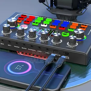 F009 Live Sound Card, Wireless Bluetooth Audio Podcast Mixer