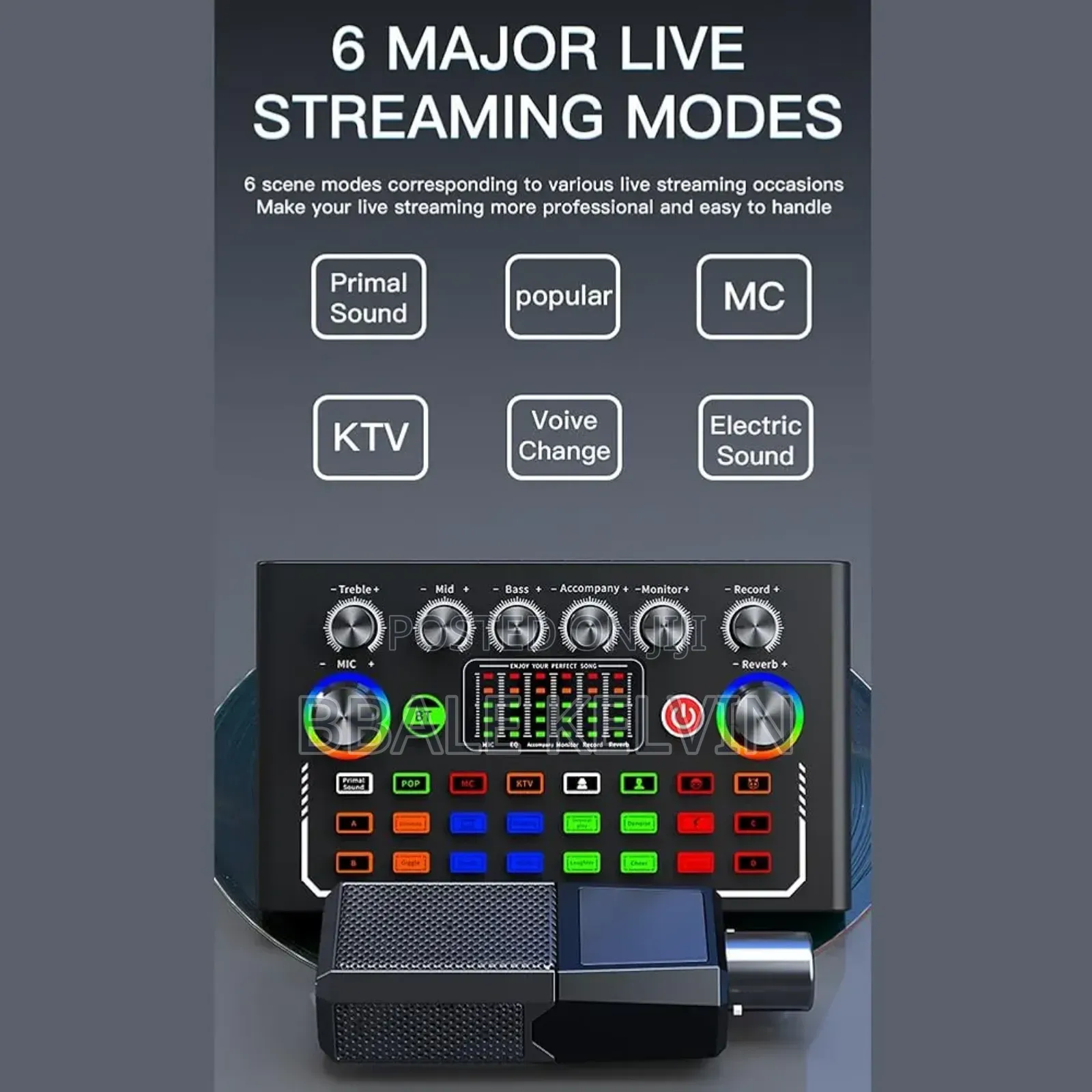 F009 Live Sound Card, Wireless Bluetooth Audio Podcast Mixer