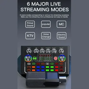 F009 Live Sound Card, Wireless Bluetooth Audio Podcast Mixer
