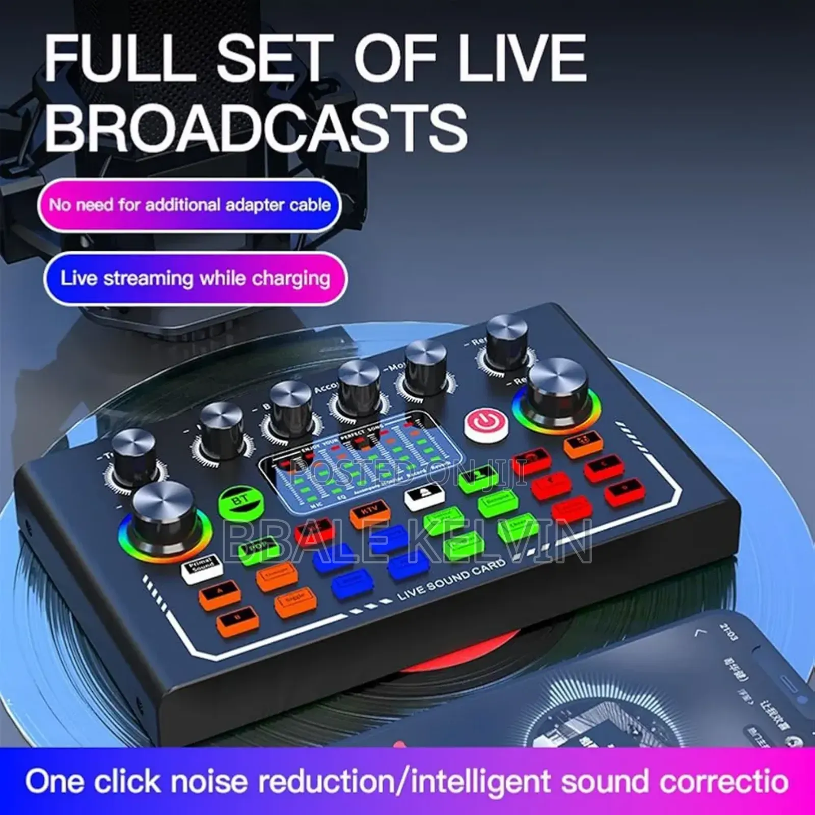 F009 Live Sound Card, Wireless Bluetooth Audio Podcast Mixer