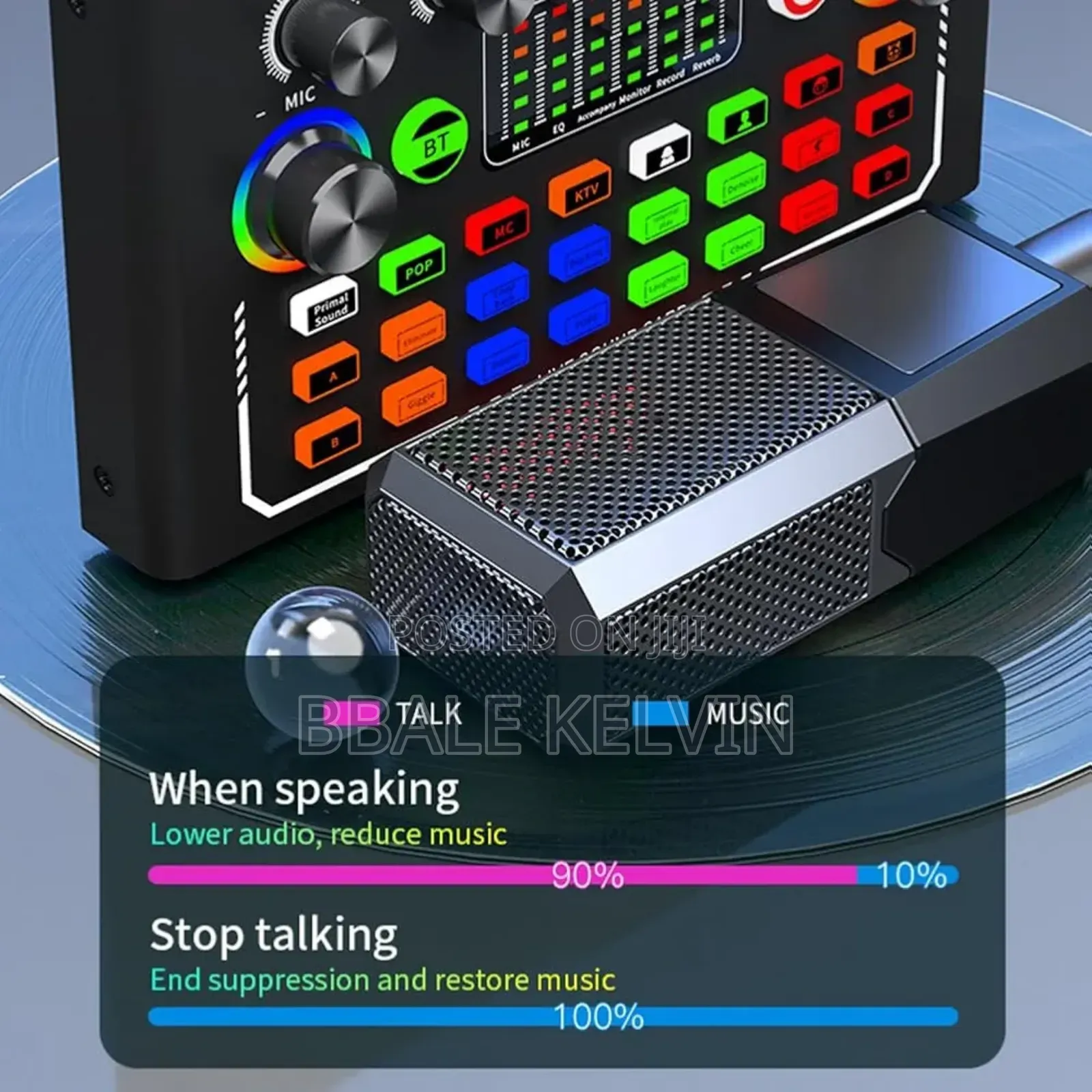 F009 Live Sound Card, Wireless Bluetooth Audio Podcast Mixer