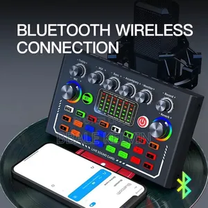 F009 Live Sound Card, Wireless Bluetooth Audio Podcast Mixer