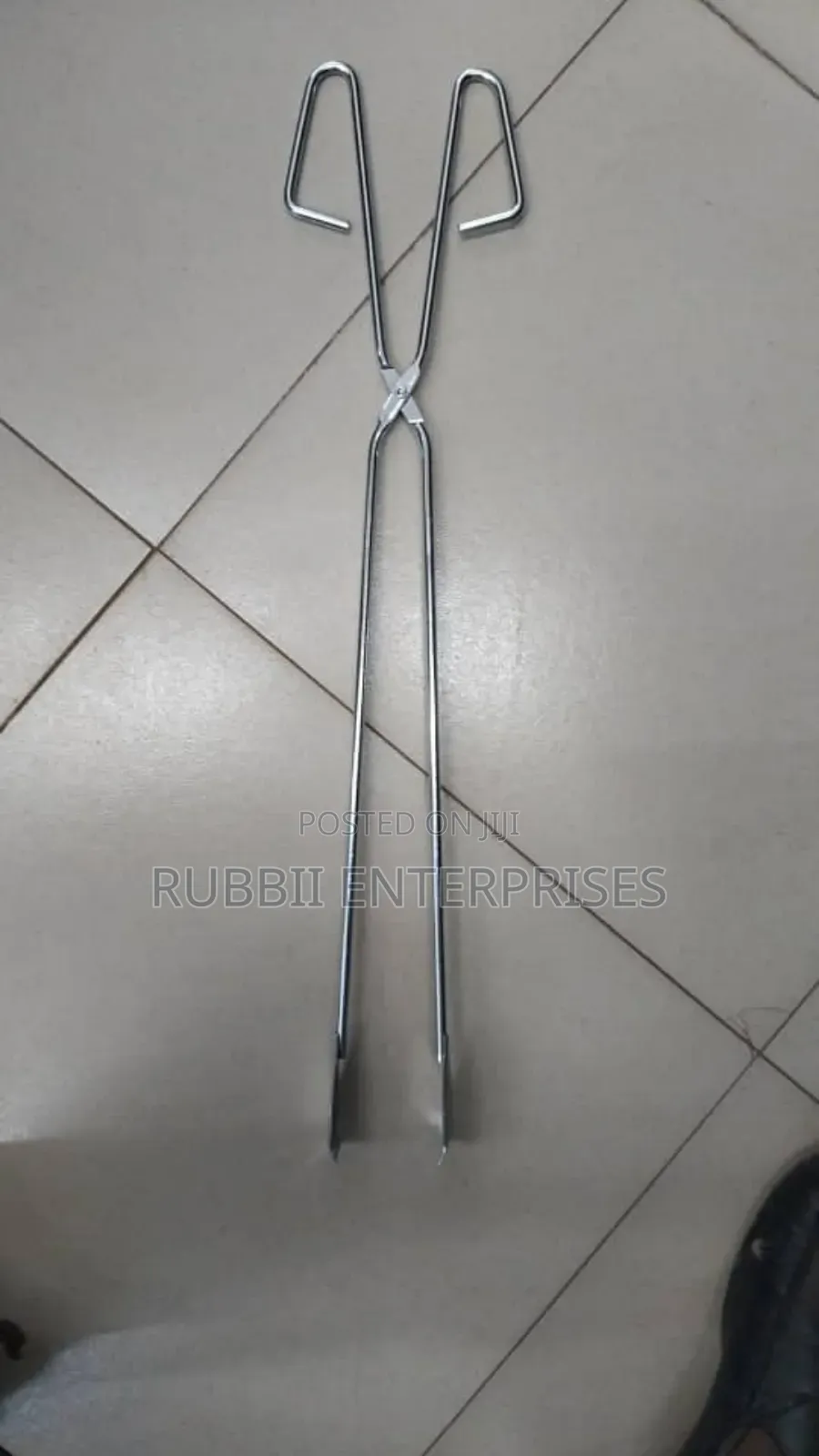 Long-Handled Stainless Steel Scissor Tongs.