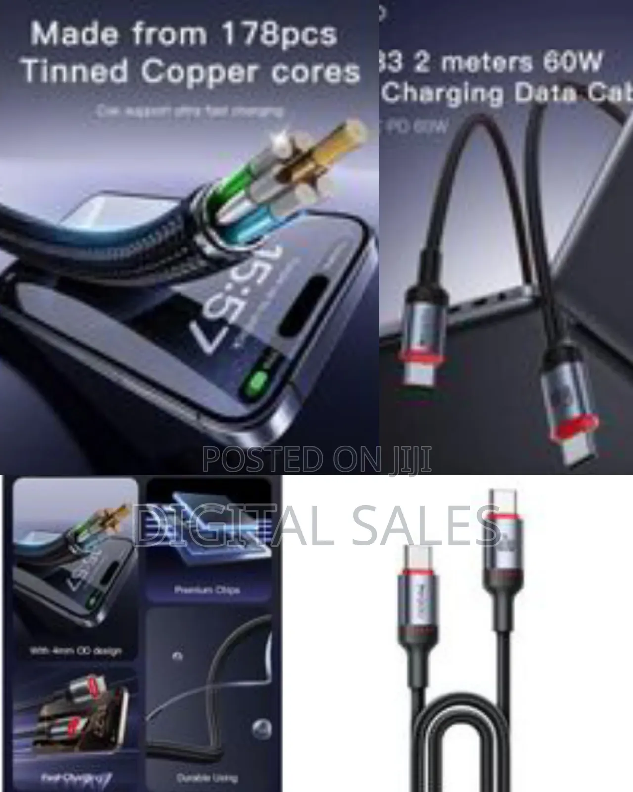 Yesido Dual Type-C Usb-C to Usb-C 3.5a 60w Fast Charging Cable