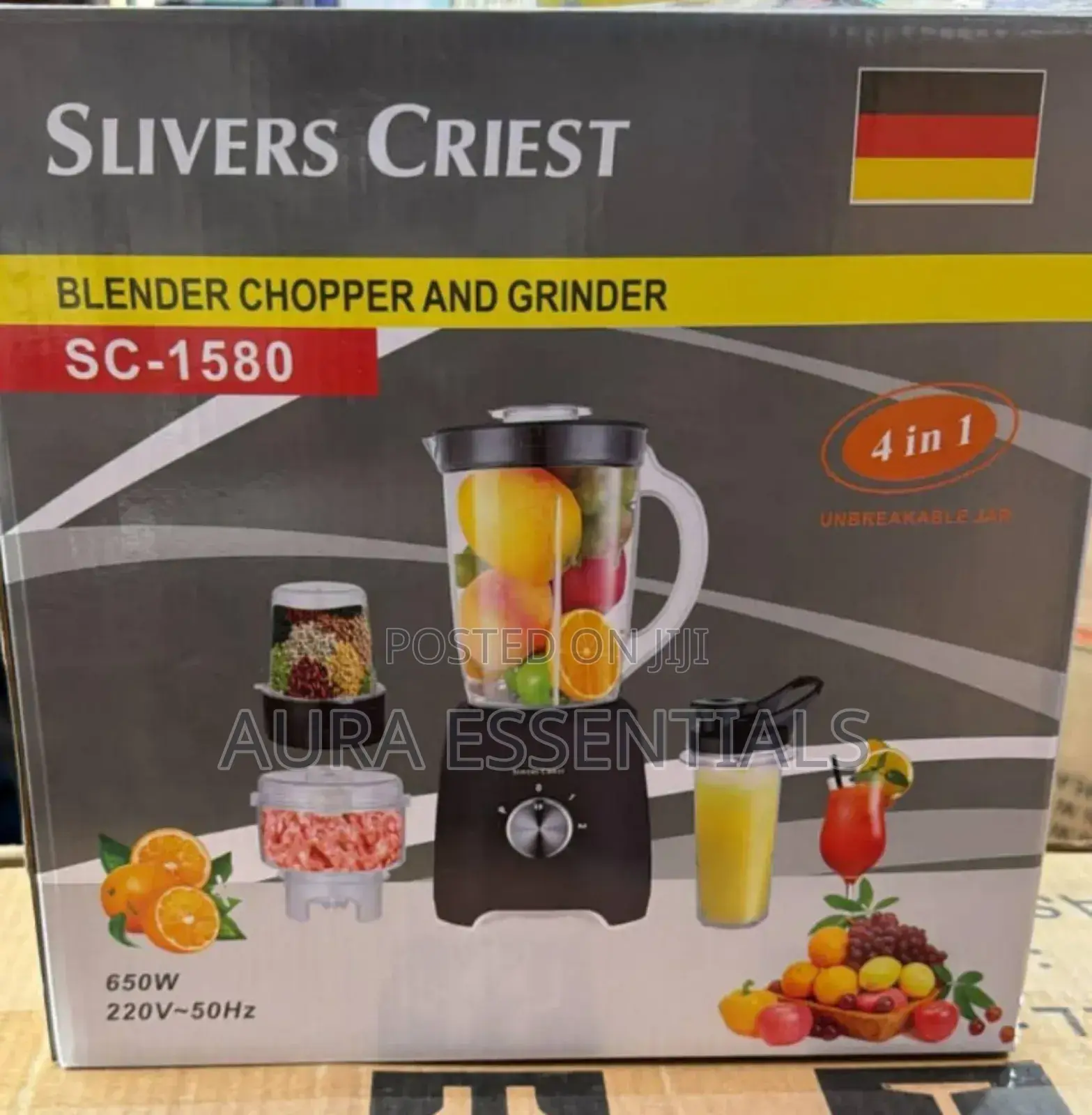 Slivers Criest Sc-1580 4-in-1 Blender, Chopper, and Grinder