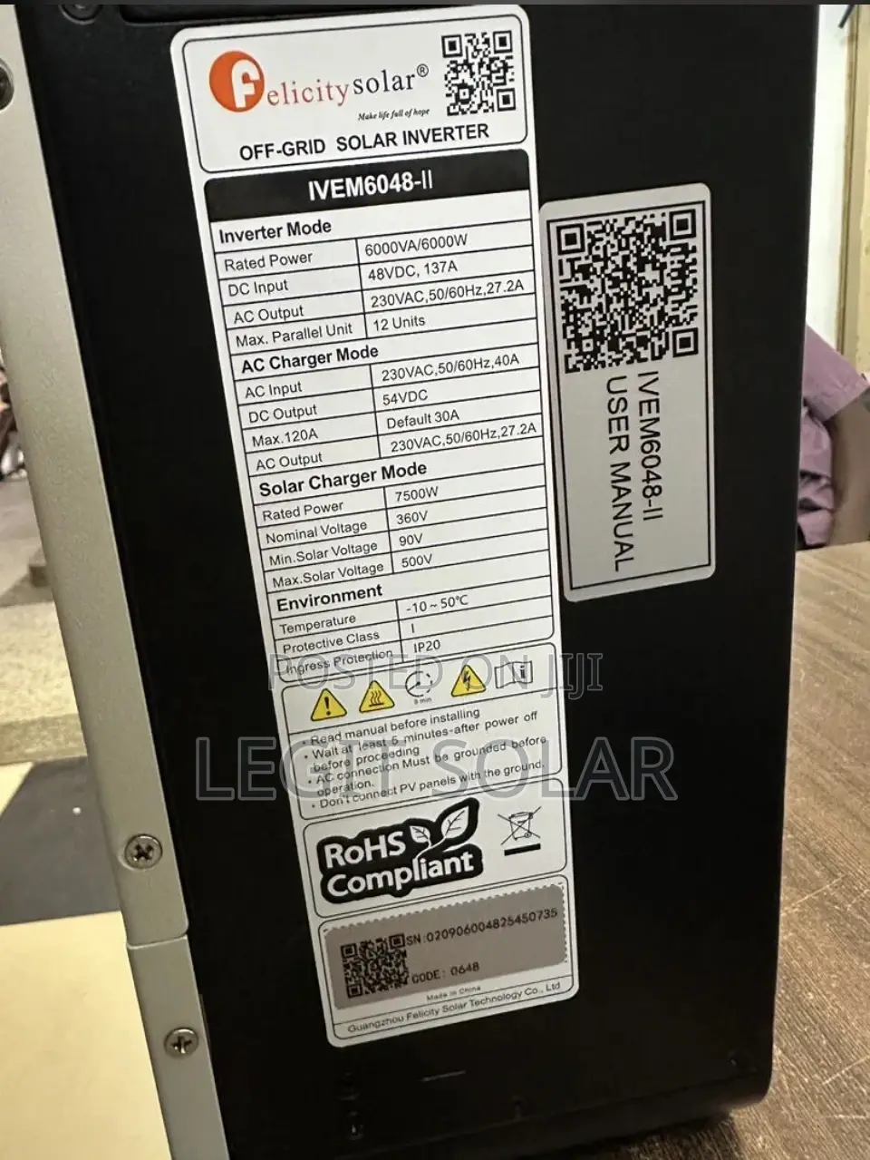 6kva Felicity Hybrid Solar Inverter