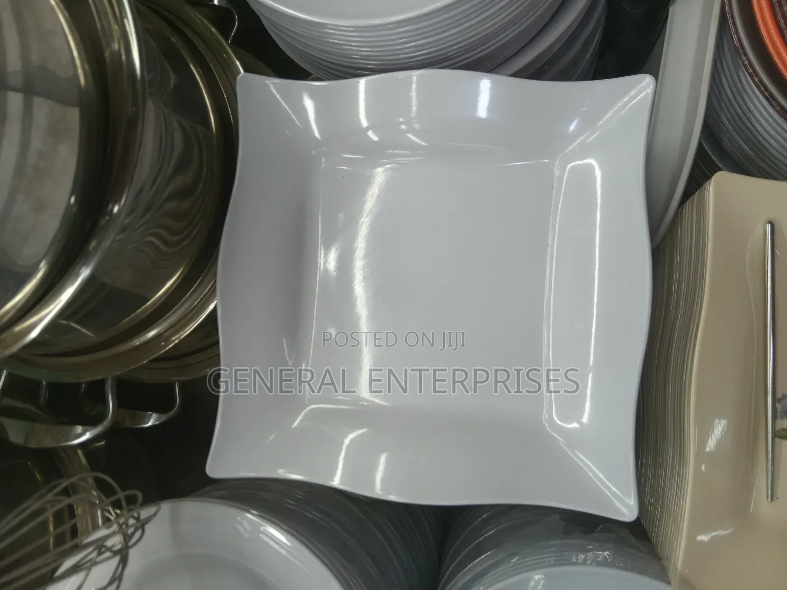 Melamine Square Dinner Plates 12pc