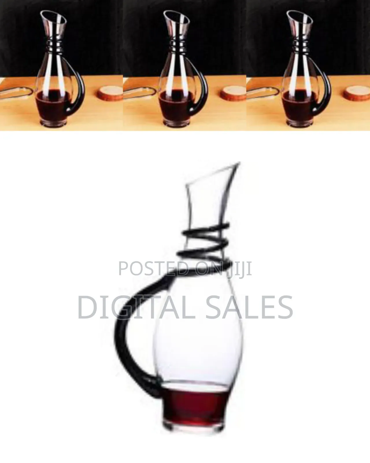 Elegant Glass Wine Decanter With Spiral Accents -