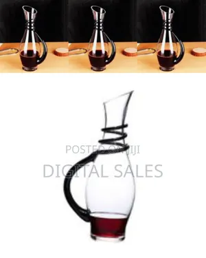 Elegant Glass Wine Decanter With Spiral Accents -
