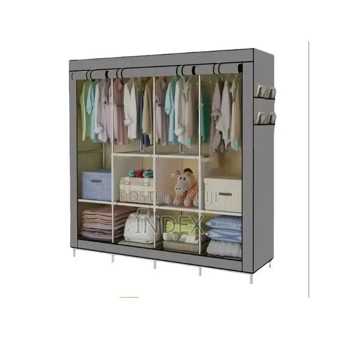 4 Columns Fabric Steel Frame Wadrobe Storage Organizer Closet