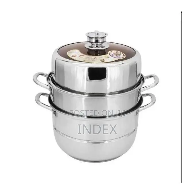 3-Tier Non-Electric Food Steamer With Timer - Silver