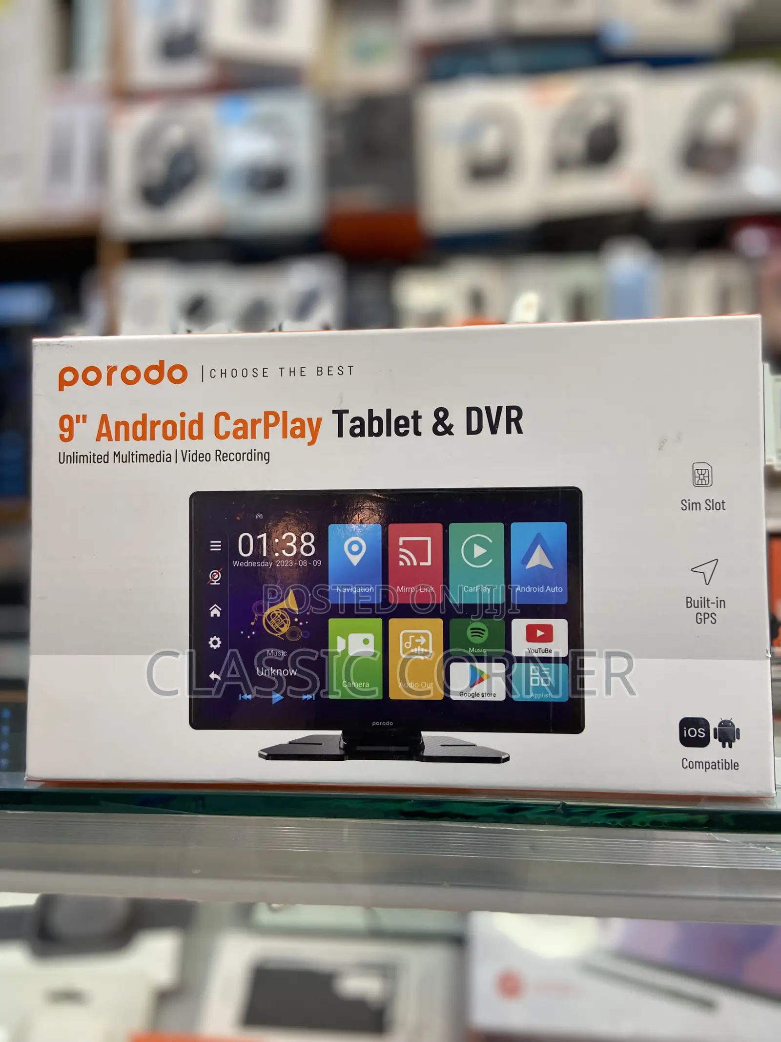 Porodo 9” Android Car Play Tablet and DVR