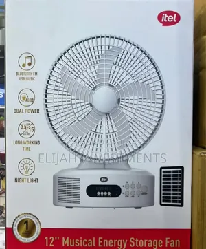 Itel 12" Musical Solar Rechargeable Fan.