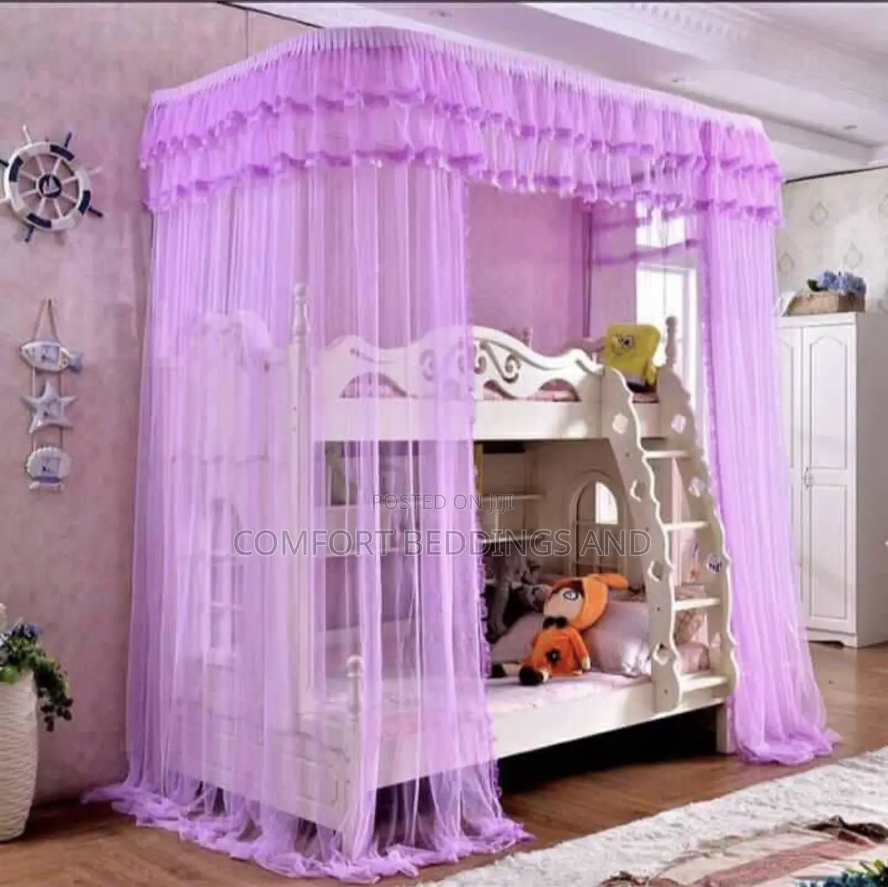 Wall Mount Decker Mosquito Net Purple
