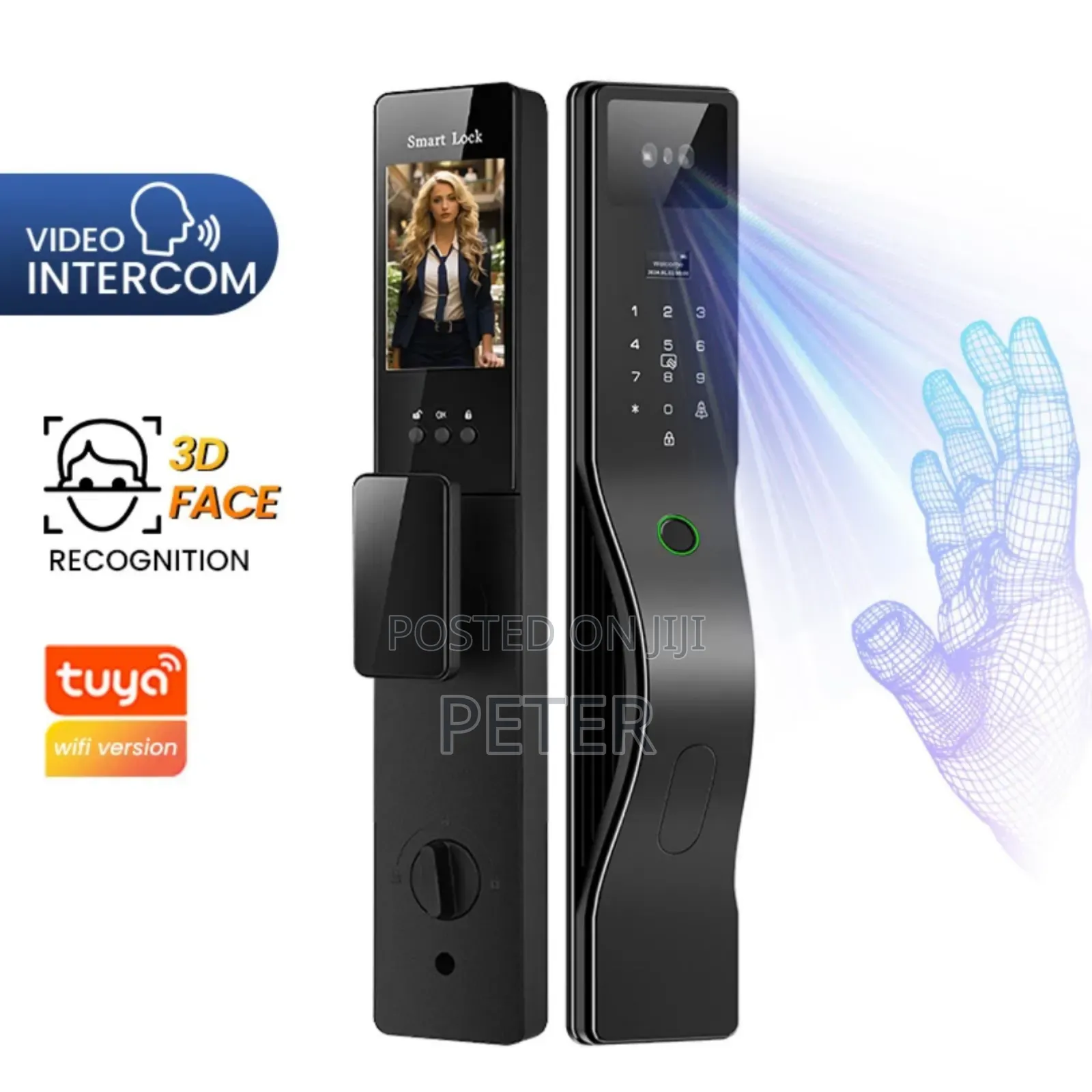 Smart Door Lock With Fingerprint ,Face and Palm Recognition 7 in 1