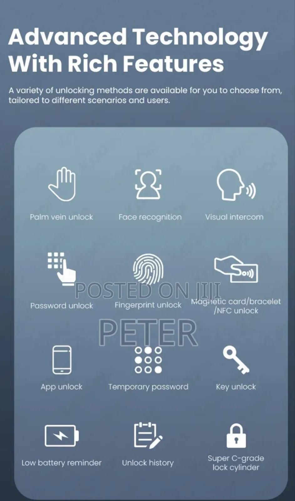 Smart Door Lock With Fingerprint ,Face and Palm Recognition 7 in 1