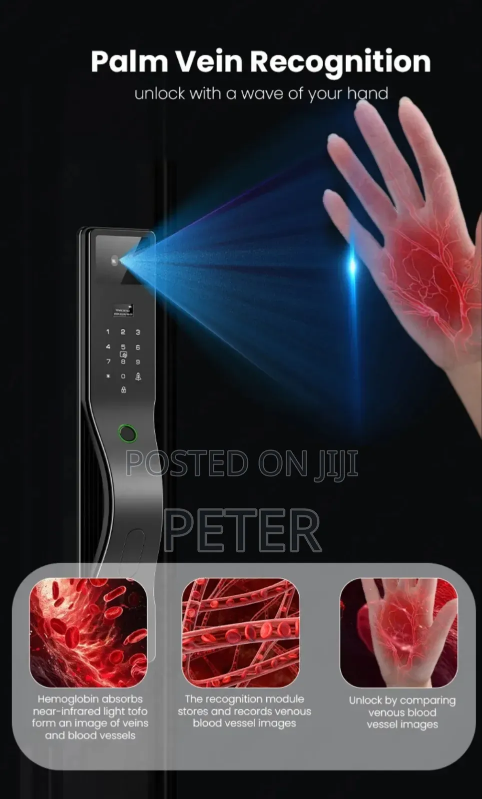 Smart Door Lock With Fingerprint ,Face and Palm Recognition 7 in 1