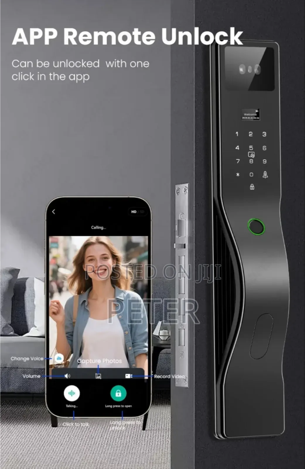 Smart Door Lock With Fingerprint ,Face and Palm Recognition 7 in 1