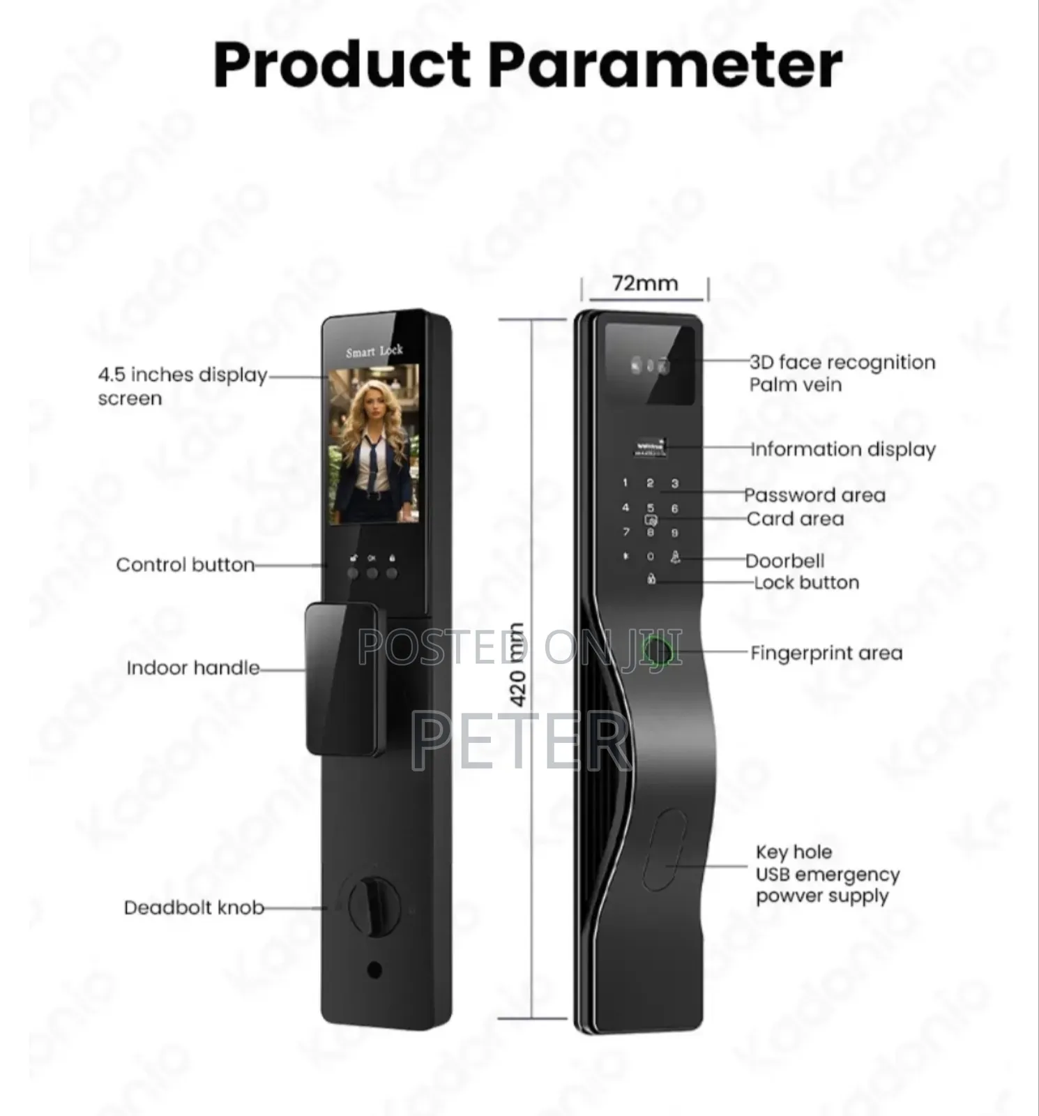 Smart Door Lock With Fingerprint ,Face and Palm Recognition 7 in 1