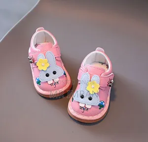 Infant Sandals With Rubber Soles and a Cartoon Rabbit Decoration.