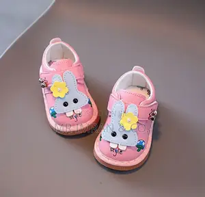 Infant Sandals With Rubber Soles and a Cartoon Rabbit Decoration.
