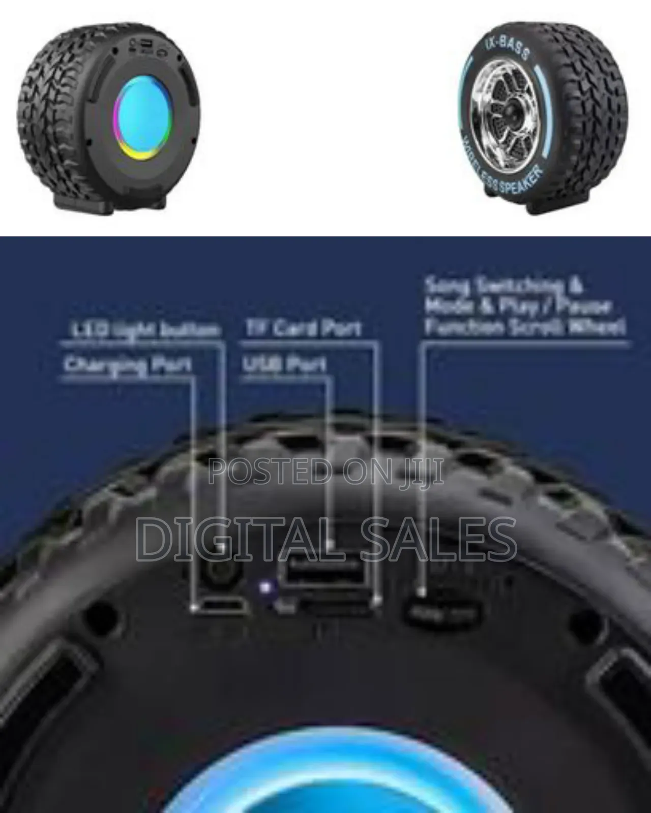 Wireless Portable Bluetooth Speaker Designed Like a Car Tyre