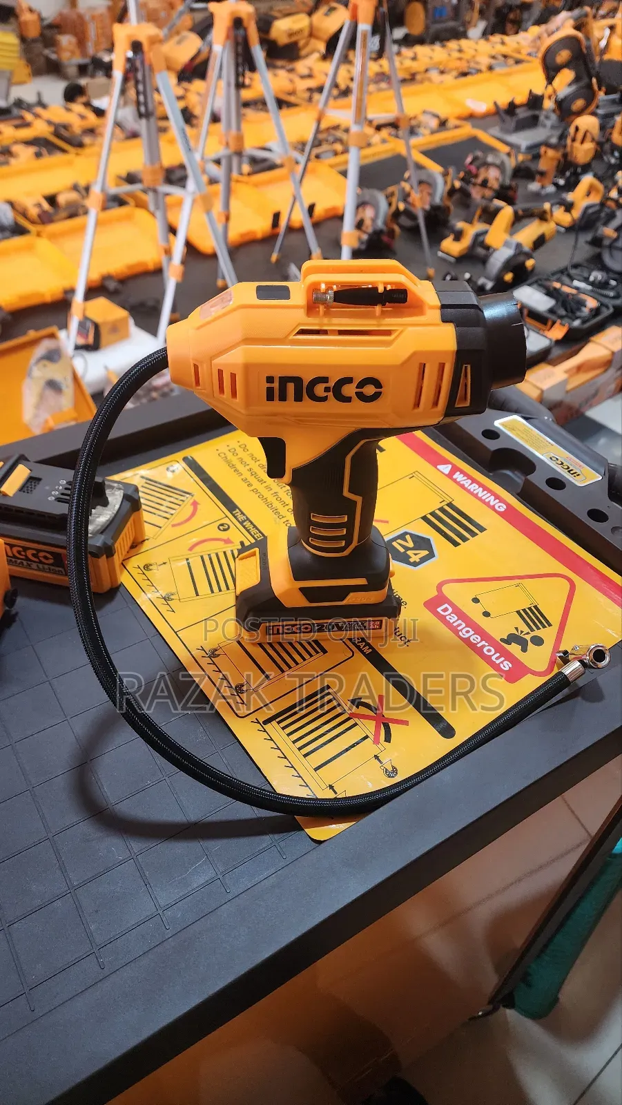 Ingco 20v Lithium-Ion Auto Air Compressor Cordless Portable 150psi