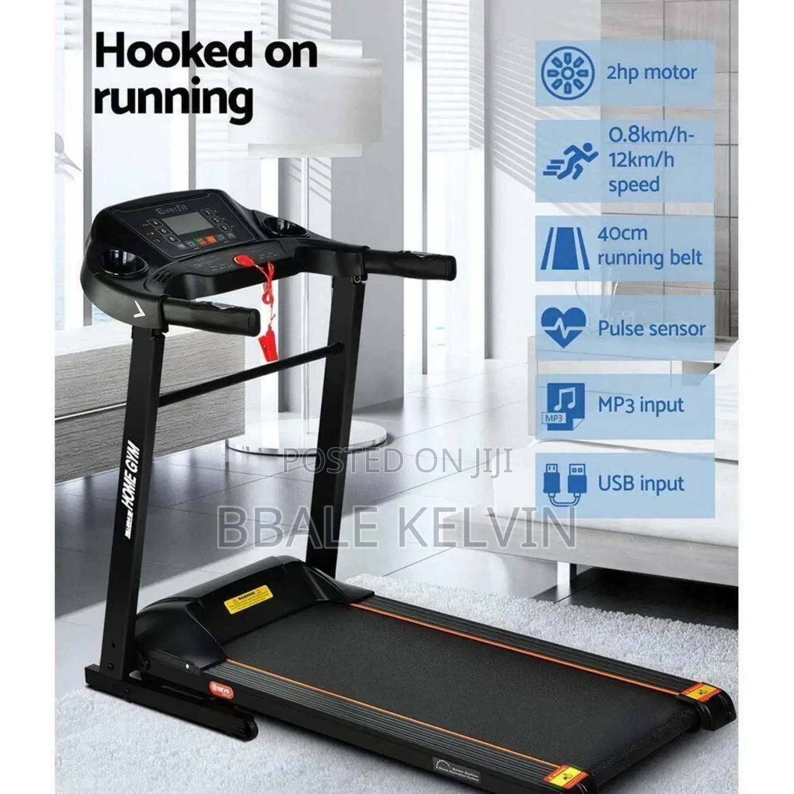 Home and Commercial Treadmill With Speakers, Usb Port, Dumbells