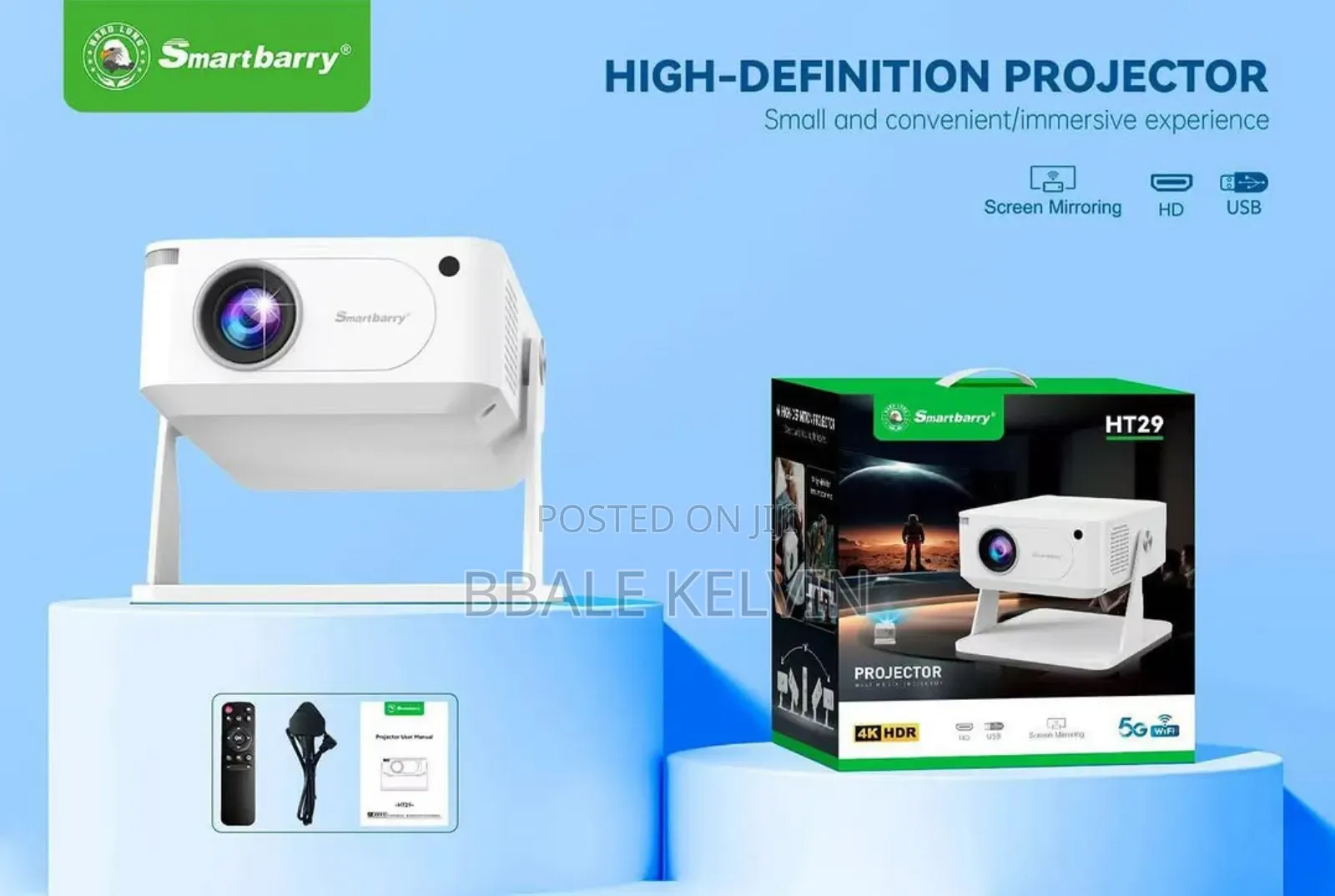 Smartberry Ht29 Mini Smart Projector – Supported, Wi-Fi Bluetooth