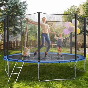 14 Ft Trampoline With Ladder, Backyard Jumping Trampoline for Kids