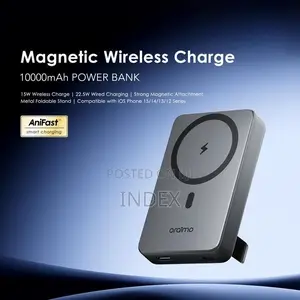 Oraimo Power Bank 10000mah Wireless Strong Magnetic Attachment- Black