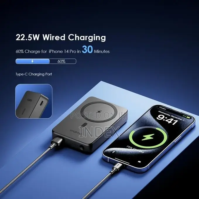Oraimo Power Bank 10000mah Wireless Strong Magnetic Attachment- Black