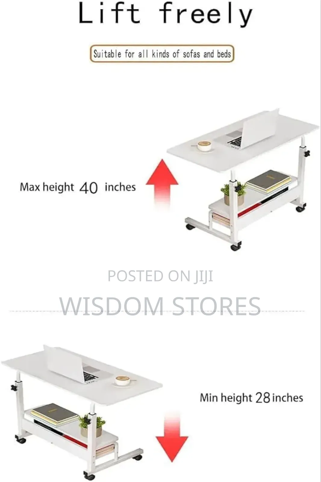 Adjustable Height Mobile Computer Desk