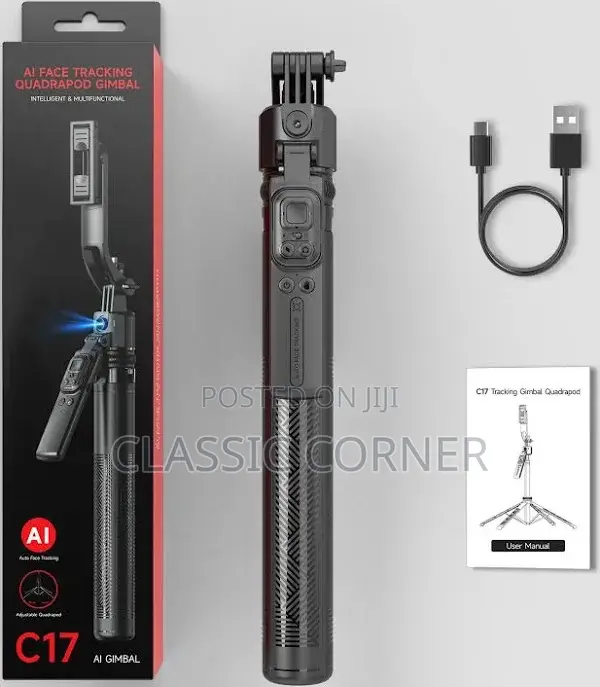 C17 Aluminum Alloy Ai Face Tracking Smart Foldable 360 Gimbal