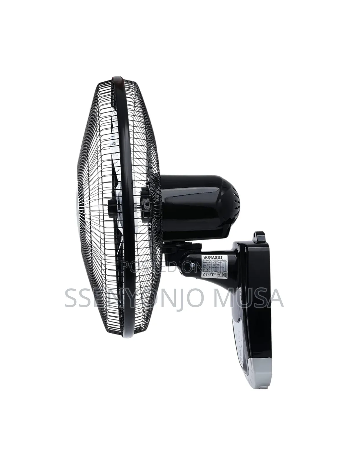 Sonashi 16 Inch Wall Fan With Remote Control/Black/Sf-8007wr