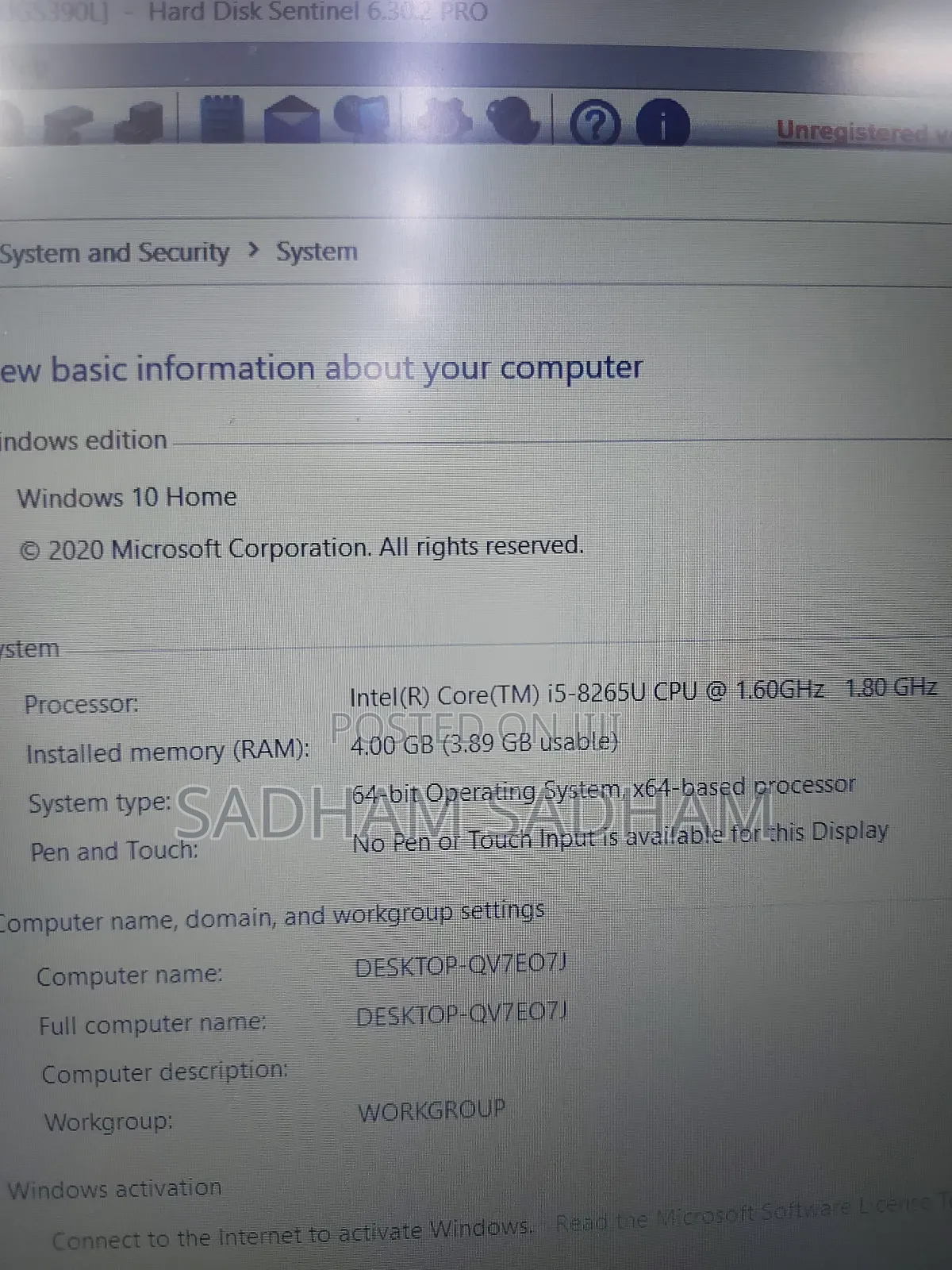 Laptop HP 250 G7 4GB Intel Core I5 HDD 500GB