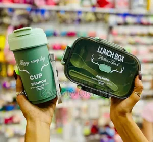 School Lunch Box With Cup – 2-in-1 Food Storage Water Bottle Set