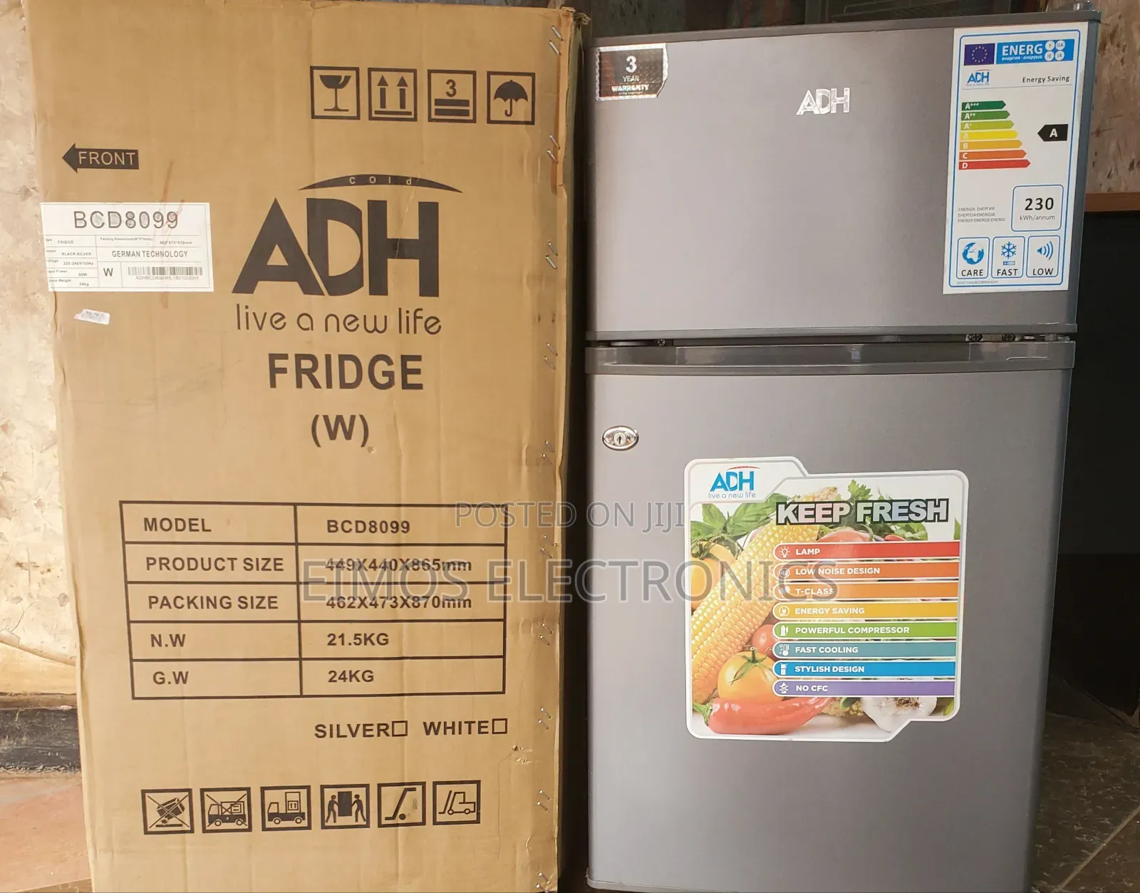 98 Litres Adh Double Door Fridge