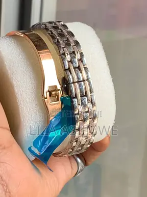 Women's Two-Tone Watch With a Crystal-Embedded Dial and Bezel