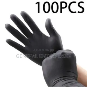 A Box Of 100 Disposable Black Nitrile Gloves