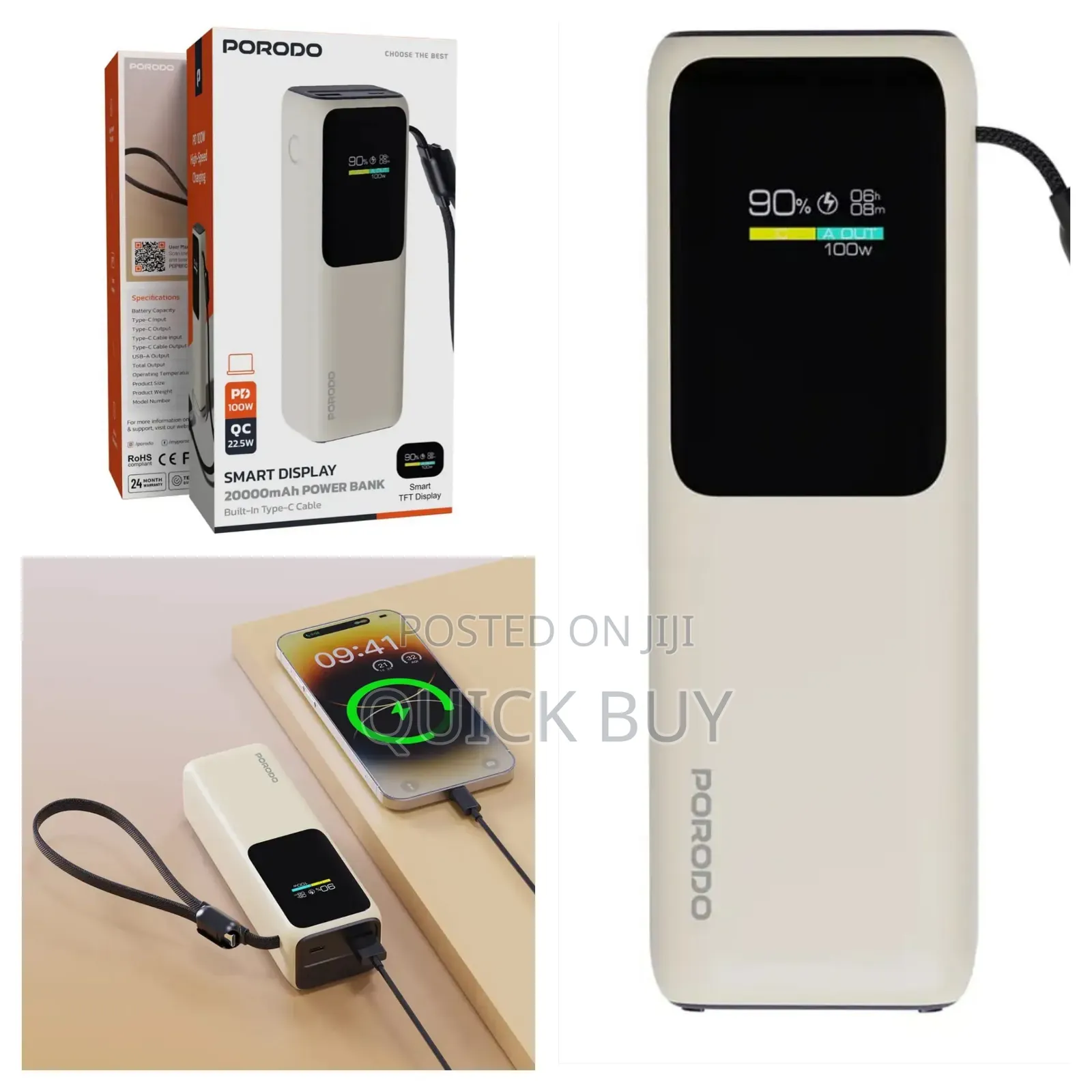 Porodo Smart Display 20000mah Power Bank.