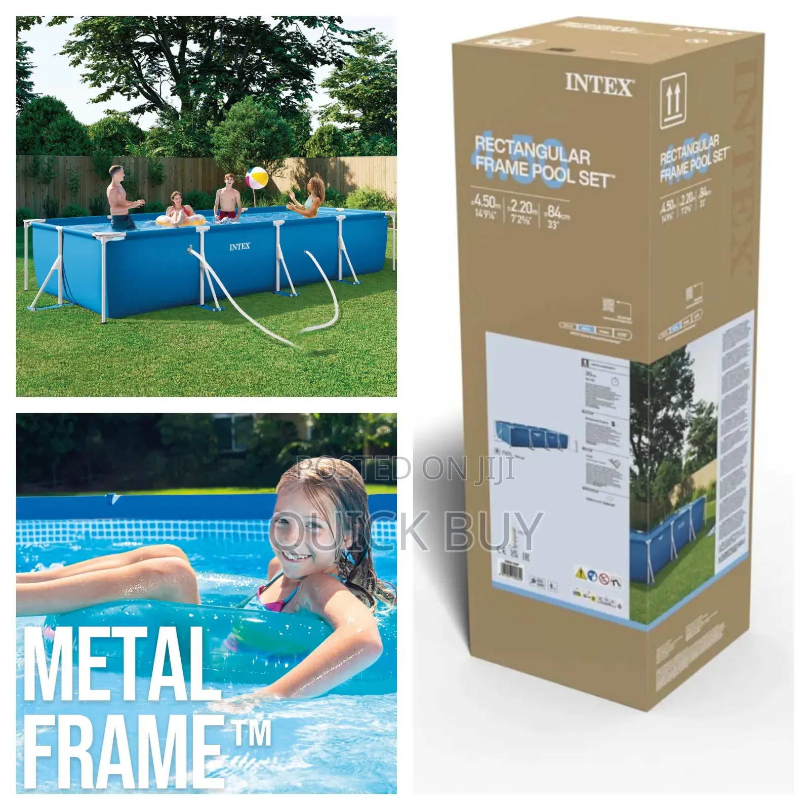 Intex 4.5 M X 2.2 M X 0.84 M Rectangular Frame Pool Set