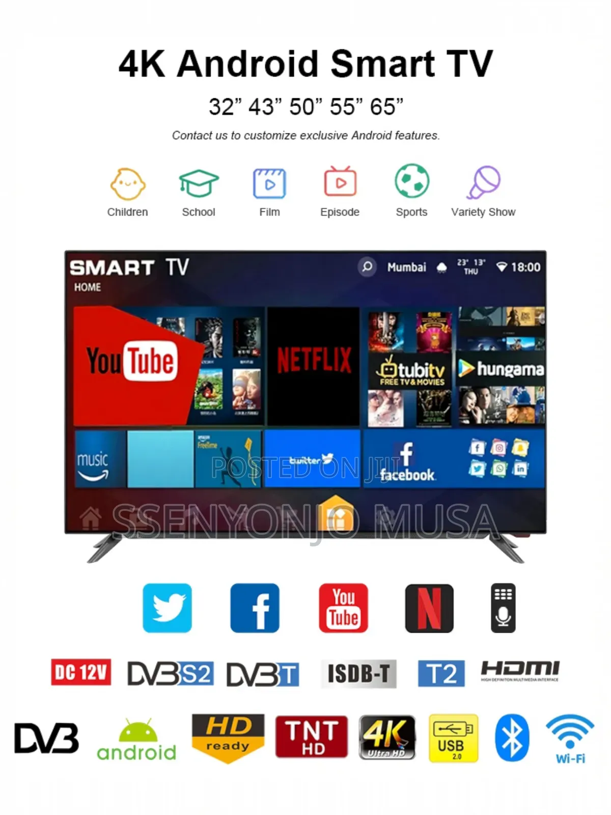 Global Star 65-Inch Uhd Android Smart Tv With Built-in Wi-Fi