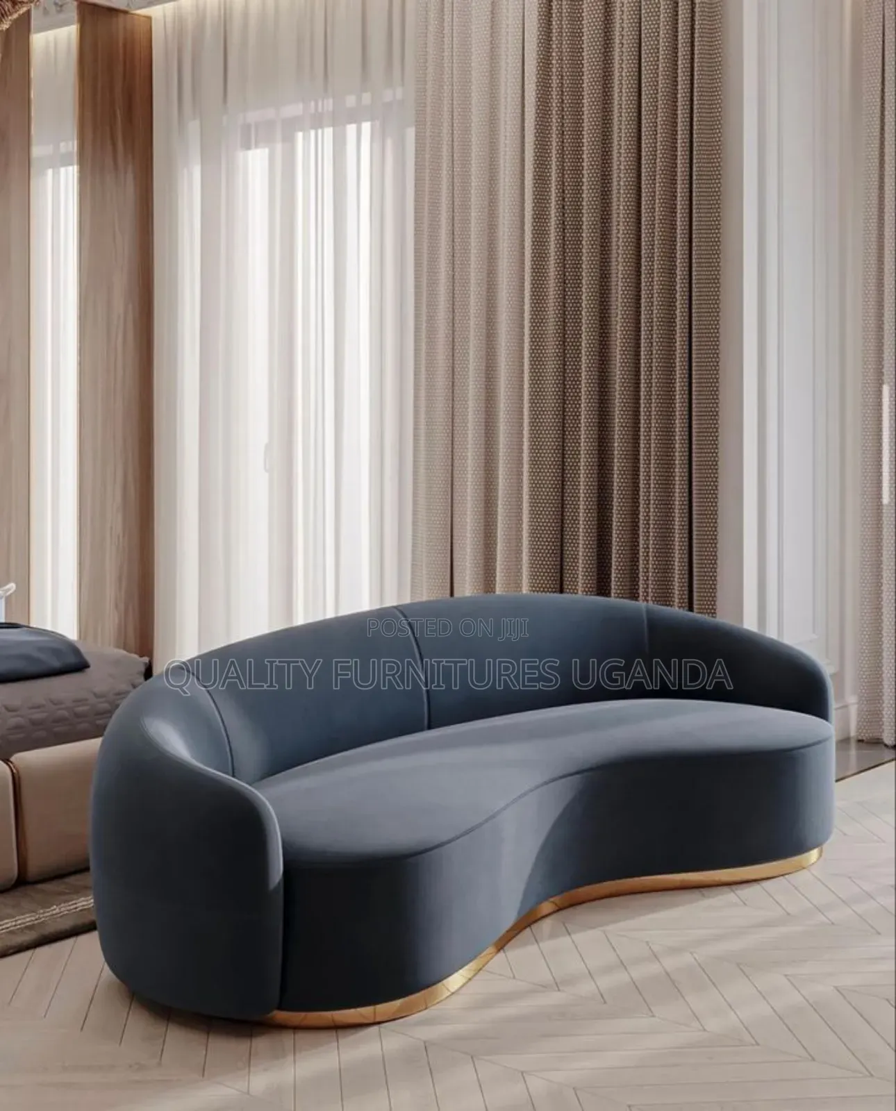 Blue Valvet Modern 3 Seater
